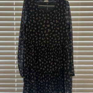 Love Fire Black Tiered Sundress with Long Sleeves